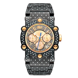 Men's JBW Phantom 2 CT. T.W. Diamond and Crystal Accent Black IP and 18K GP Chronograph Watch (Model: JB-6215-200-A)