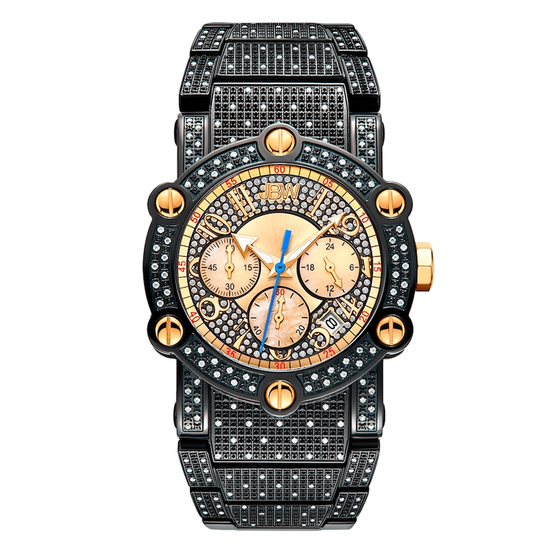 Men's JBW Phantom 2 CT. T.W. Diamond and Crystal Accent Black IP and 18K GP Chronograph Watch (Model: JB-6215-200-A)