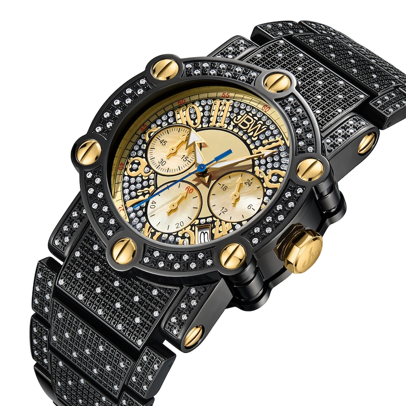 Men's JBW Phantom 2 CT. T.W. Diamond and Crystal Accent Black IP and 18K GP Chronograph Watch (Model: JB-6215-200-A)