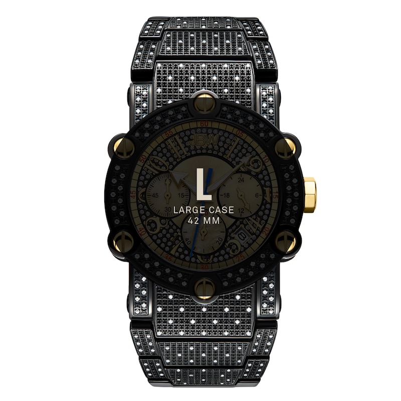 Men's JBW Phantom 2 CT. T.W. Diamond and Crystal Accent Black IP and 18K GP Chronograph Watch (Model: JB-6215-200-A)