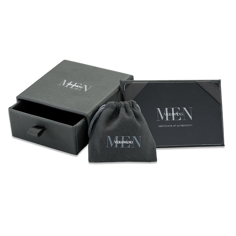 Main Image 4 of Vera Wang Men 6.0mm Onyx Sandblast Stud Earrings in Sterling Silver and Black Ruthenium