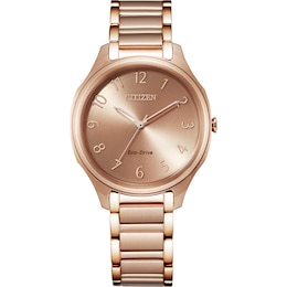 Ladies' Citizen Eco-Drive® Drive Rose-Tone Watch with Rose-Tone Dial (Model: EM0758-58X)