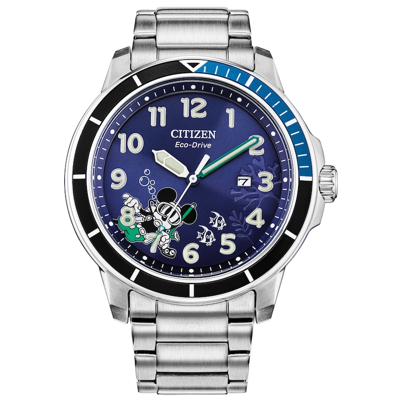 Citizen Eco-Drive® Mickey Mouse Water Sport Watch with Blue Dial (Model: AW1529-81W)