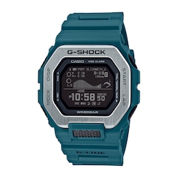 Men's Casio G-Shock Power Trainer G-Lide Teal Strap Watch with Octagonal Black Dial (Model: GBX100-2)