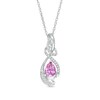 Thumbnail Image 1 of Pear-Shaped Lab-Created Pink and White Sapphire Abstract Ribbon Pendant in Sterling Silver