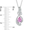 Thumbnail Image 3 of Pear-Shaped Lab-Created Pink and White Sapphire Abstract Ribbon Pendant in Sterling Silver