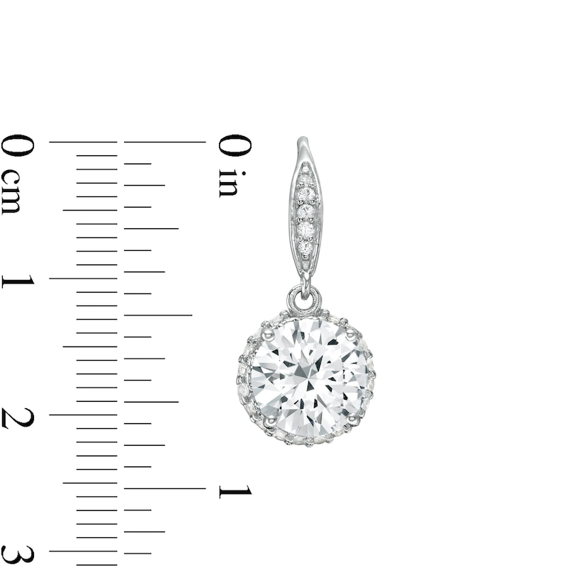 Main Image 3 of 8.0mm Lab-Created White Sapphire Halo Pendant and Drop Earrings Set in Sterling Silver