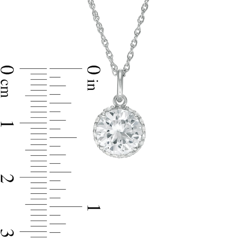 Main Image 4 of 8.0mm Lab-Created White Sapphire Halo Pendant and Drop Earrings Set in Sterling Silver