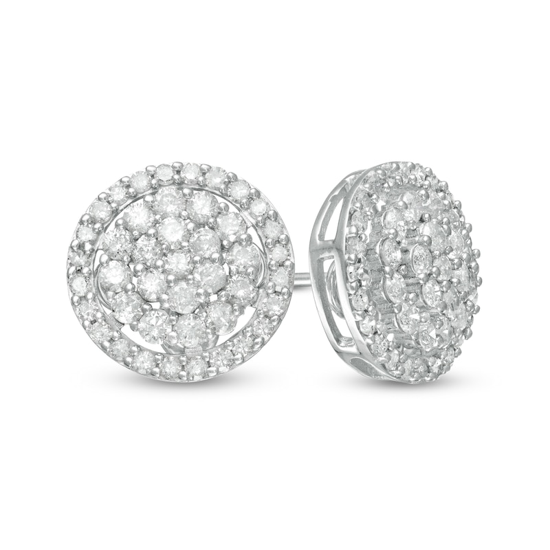 Cluster Stud Earrings with 0.50 Carat TW of Diamonds in 10kt White Gold