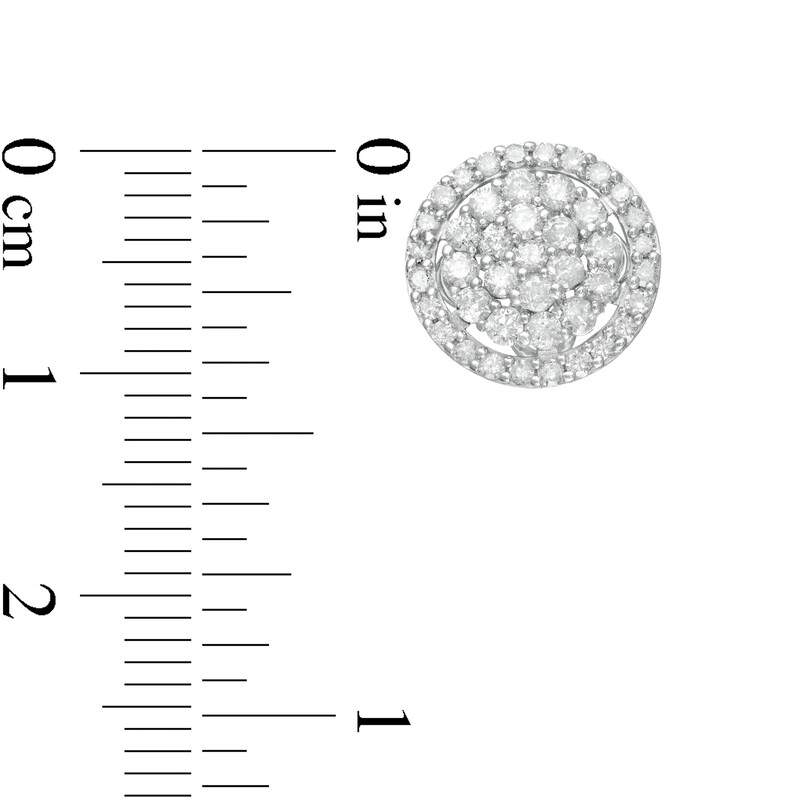 Main Image 3 of 1 CT. T.W. Multi-Diamond Frame Stud Earrings in 10K White Gold