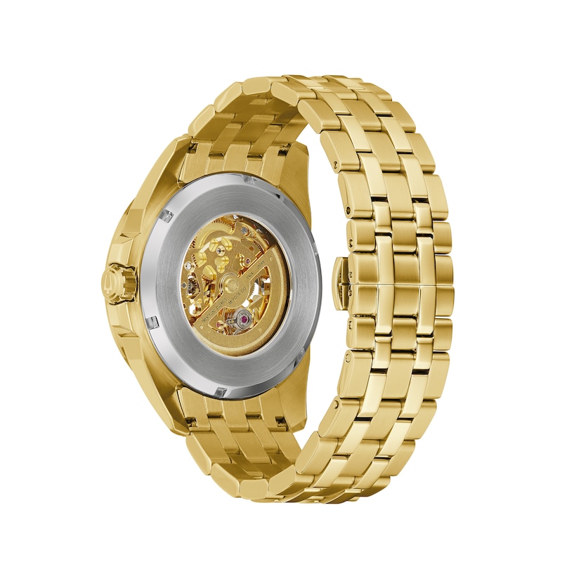 Main Image 3 of Men's Bulova Sutton Automatic Gold-Tone Watch with Gold-Tone Skeleton Dial (Model: 97A162)