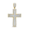 Thumbnail Image 1 of Men's 3/8 CT. T.W. Diamond Triple Row Layered Cross Necklace Charm in 10K Gold