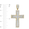 Thumbnail Image 2 of Men's 3/8 CT. T.W. Diamond Triple Row Layered Cross Necklace Charm in 10K Gold