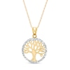 Thumbnail Image 1 of Diamond-Cut Family Tree Open Circle Frame Pendant in 10K Two-Tone Gold