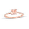 Thumbnail Image 1 of 6.0mm Cushion-Cut Morganite and 1/15 CT. T.W. Diamond Ring in 10K Rose Gold