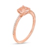 Thumbnail Image 2 of 6.0mm Cushion-Cut Morganite and 1/15 CT. T.W. Diamond Ring in 10K Rose Gold