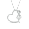 Thumbnail Image 1 of 1/3 CT. T.W. Diamond Tilted Heart with Infinity Pendant in Sterling Silver