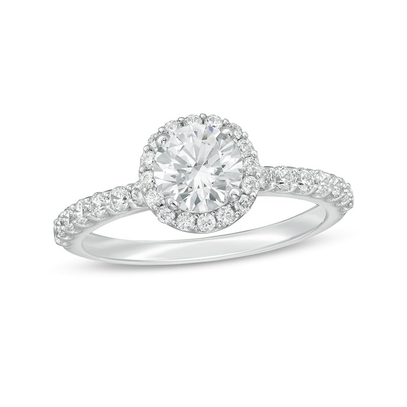 Main Image 1 of 1-1/2 CT. T.W. Certified Lab-Created Diamond Frame Engagement Ring in 14K White Gold (F/VS2)