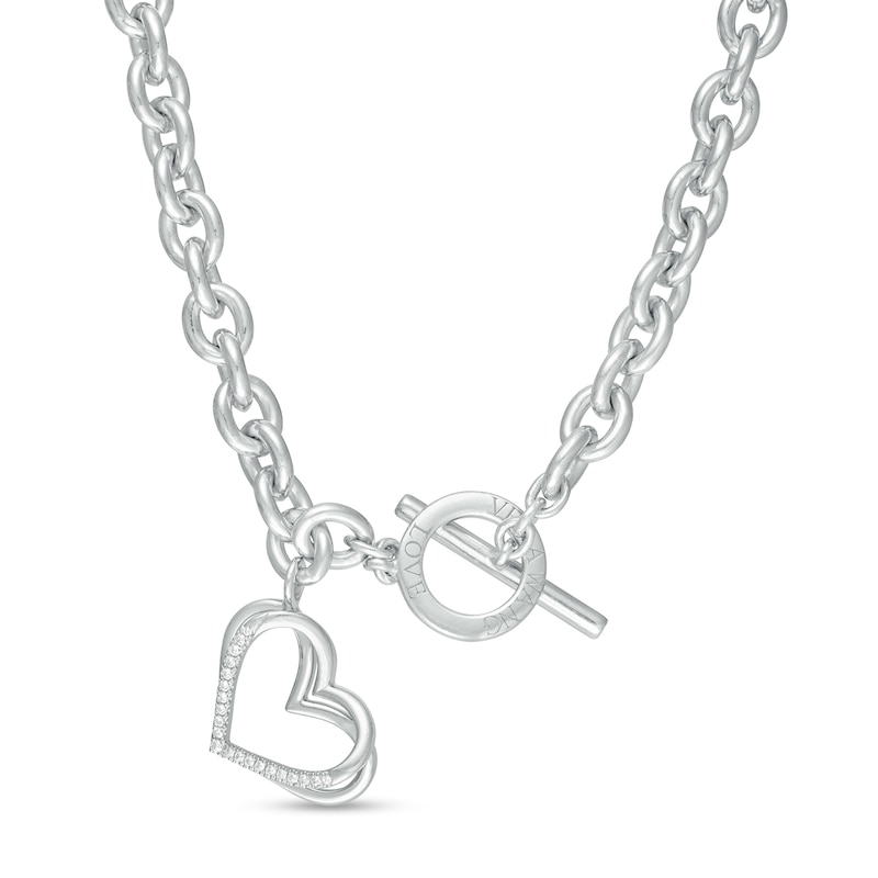 The Kindred Heart from Vera Wang Love Collection 1/10 CT. T.W. Diamond  Toggle Necklace in Sterling Silver - 17