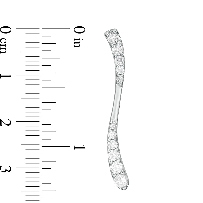 Main Image 3 of 1 CT. T.W. Journey Diamond Linear Wave Drop Earrings in 10K White Gold