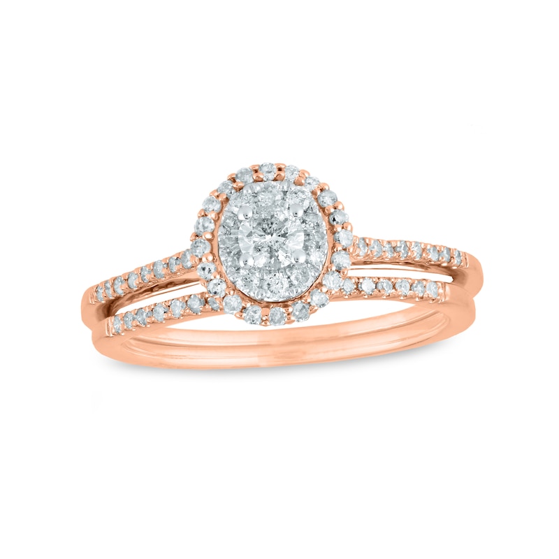 1/2 CT. T.W. Diamond Frame Bridal Set in 10K Rose Gold | Zales Outlet