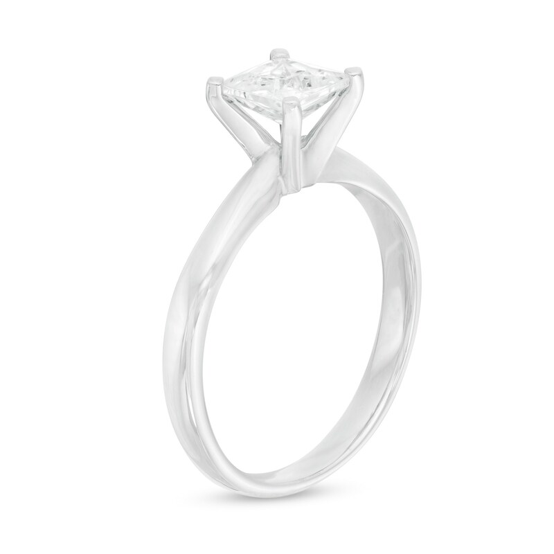 Main Image 3 of 1 CT. Certified Princess-Cut Diamond Solitaire Engagement Ring in 14K White Gold (J/I2)