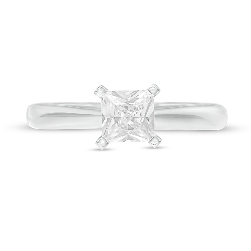 Main Image 4 of 3/4 CT. Princess-Cut Diamond Solitaire Engagement Ring in 14K White Gold (J/I2)