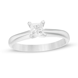 1/2 CT. Princess-Cut Diamond Solitaire Engagement Ring in 14K White Gold (J/I2)