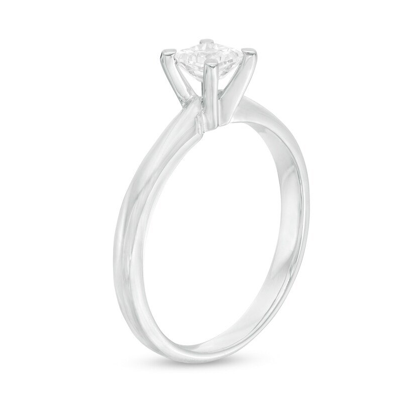 Main Image 3 of 1/2 CT. Princess-Cut Diamond Solitaire Engagement Ring in 14K White Gold (J/I2)