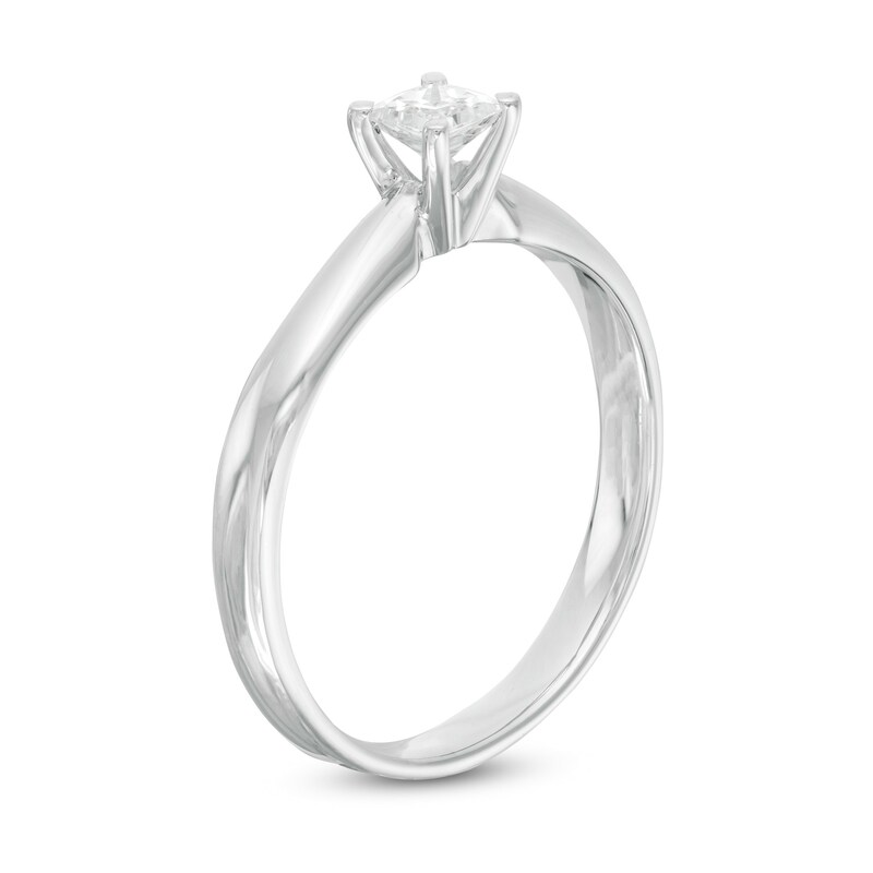 Main Image 3 of 1/4 CT. Princess-Cut Diamond Solitaire Engagement Ring in 14K White Gold (J/I2)