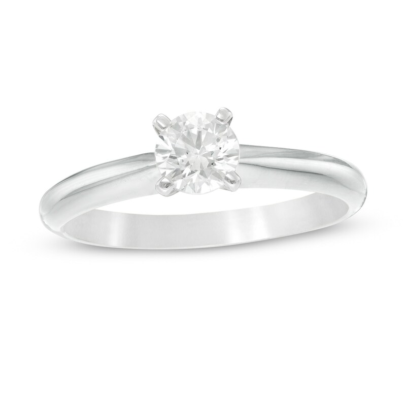 Main Image 1 of 1/2 CT. Diamond Solitaire Engagement Ring in 14K White Gold (J/I2)