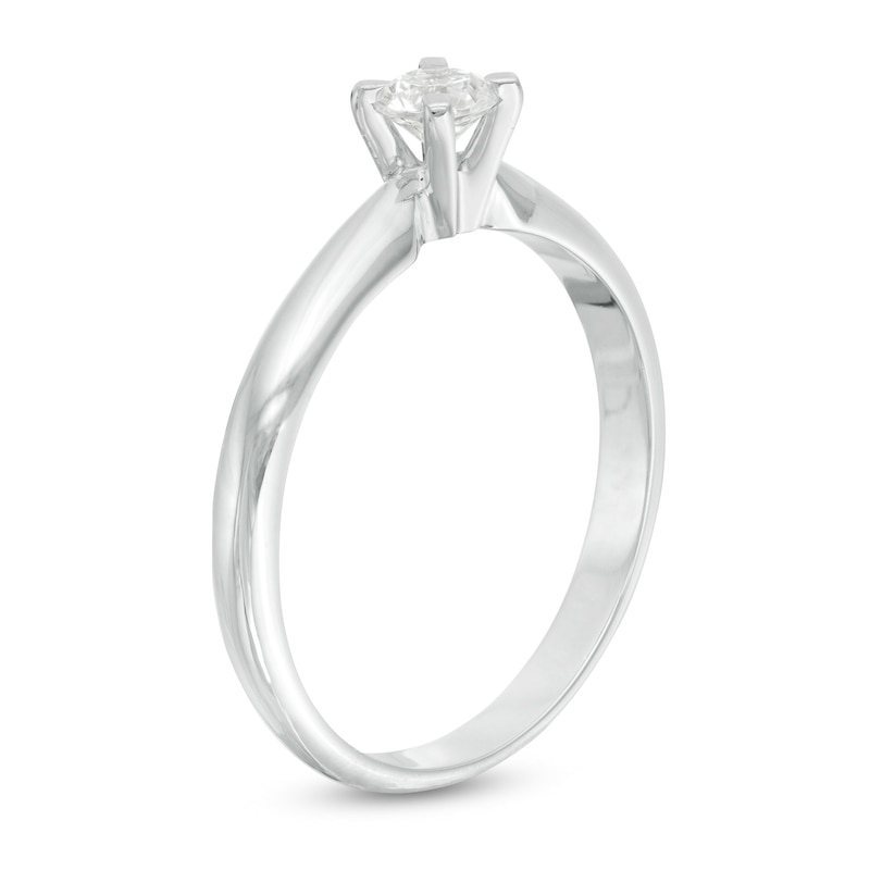 Main Image 3 of 1/4 CT. Diamond Solitaire Engagement Ring in 14K White Gold (J/I2)