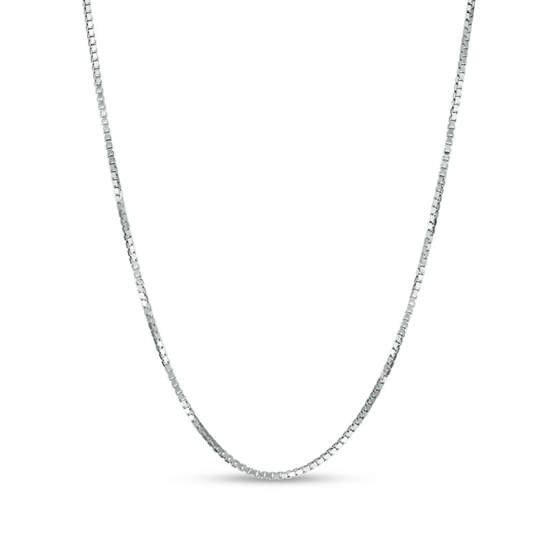 Main Image 1 of 0.55mm Box Chain Necklace in Solid 14K White Gold - 16&quot;