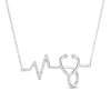 Thumbnail Image 1 of Diamond Accent Heartbeat with Stethoscope Necklace in Sterling Silver