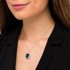 Thumbnail Image 2 of EFFY™ Collection Cushion-Cut London Blue Topaz and 1/3 CT. T.W. Diamond Frame Drop Pendant in 14K White Gold