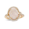 Thumbnail Image 1 of EFFY™ Collection Oval Opal and 3/8 CT. T.W. Diamond Twisted Loop Frame Ring in 14K Gold