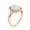 Thumbnail Image 2 of EFFY™ Collection Oval Opal and 3/8 CT. T.W. Diamond Twisted Loop Frame Ring in 14K Gold