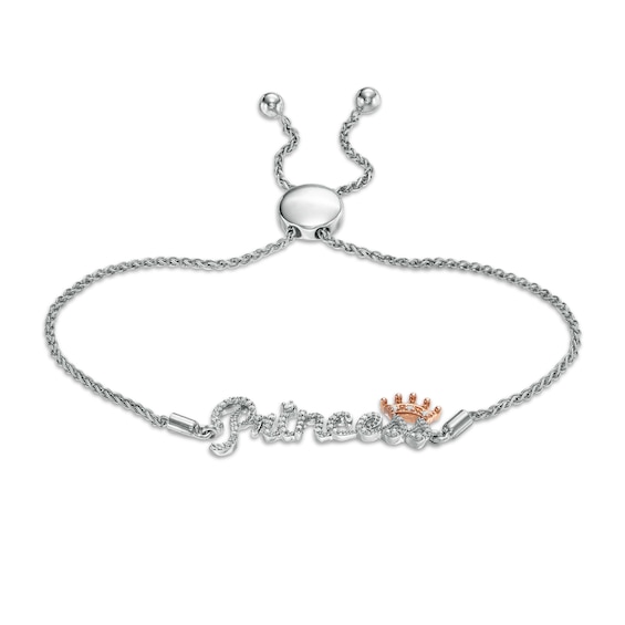 1/5 CT. T.W. Diamond Princess Crown Bolo Bracelet In Sterling Silver With 10K Rose Gold â 9.5