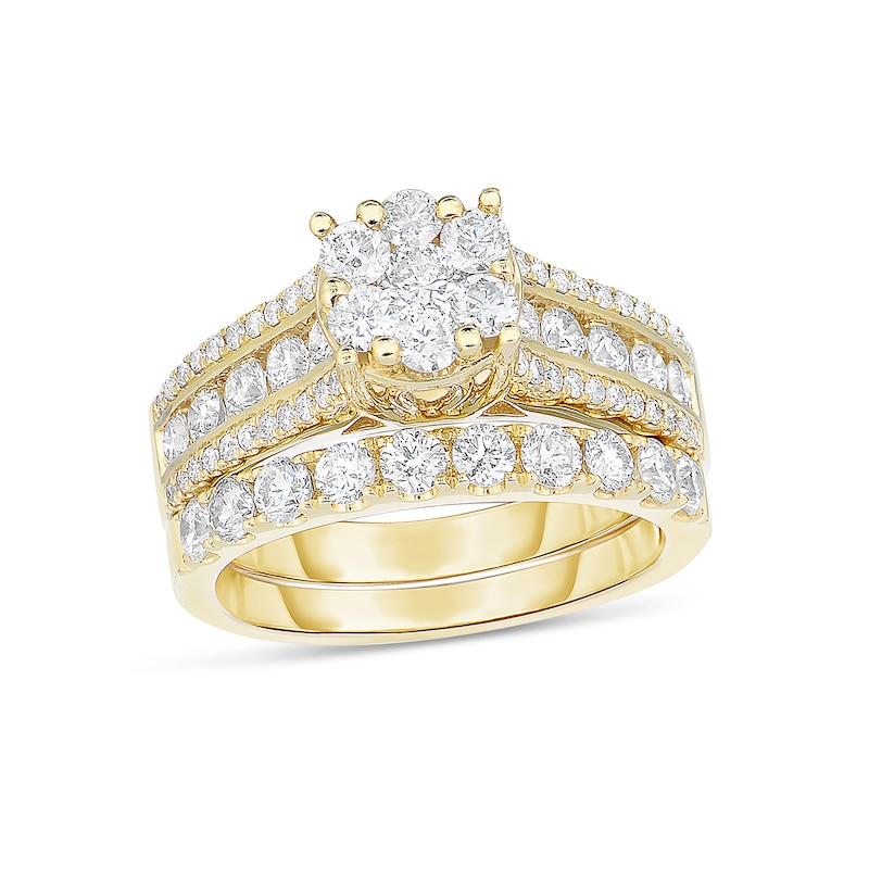 2 CT. T.W. Composite Diamond Multi-Row Bridal Set in 14K Gold | Zales ...