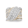 Thumbnail Image 1 of 3 CT. T.W. Baguette and Round Diamond Crossover Ring in 14K Gold