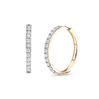 1 CT. T.W. Diamond Hoop Earrings in 10K Gold | Zales Outlet