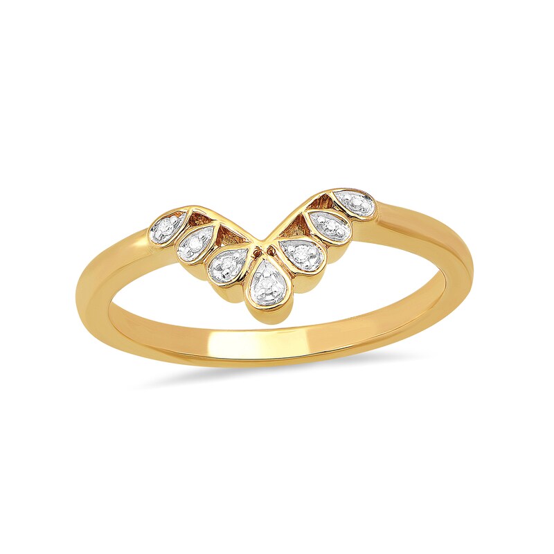 Main Image 1 of Diamond Accent Chevron Ring in 10K Gold