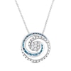 Thumbnail Image 1 of 1/5 CT. T.W. Composite Diamond and Lab-Created Blue Sapphire Chain Link Swirl Circle Pendant in Sterling Silver