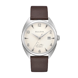 Men's Bulova Frank Sinatra 'Fly Me To The Moon' Collection Strap Watch with White Dial (Model: 96B347)