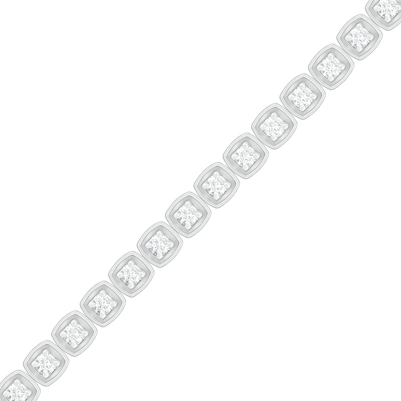 1 CT. T.W. Diamond Cushion Frame Tennis-Style Bracelet in 10K White Gold