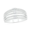 Thumbnail Image 1 of 1/2 CT. T.W. Baguette and Round Diamond Multi-Row Split Shank Ring in 10K White Gold