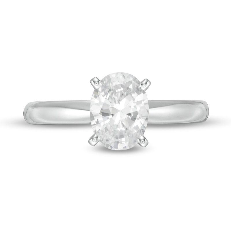 Main Image 4 of 1-1/2 CT. Certified Oval Lab-Created Diamond Solitaire Engagement Ring in 14K White Gold (F/VS2)