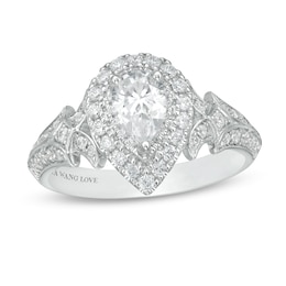 Vera Wang Love Collection 1 CT. T.W. Pear-Shaped Diamond Double Frame Engagement Ring in 14K White Gold