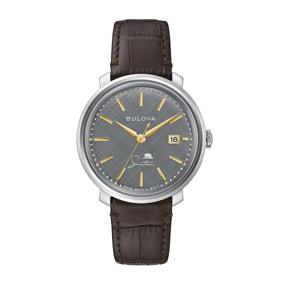 Men's Bulova Frank Sinatra 'The Best Is Yet To Come' Collection Strap Watch With Grey Dial (Model: 96B345)