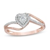 Thumbnail Image 0 of 1/5 CT. T.W. Diamond Heart Frame Split Shank Promise Ring in 10K Rose Gold